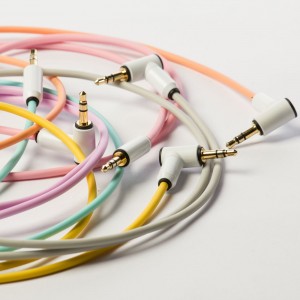 myVolts audio cables 6-pack, 3.5mm straight jack to 3.5mm angled jack, all colours